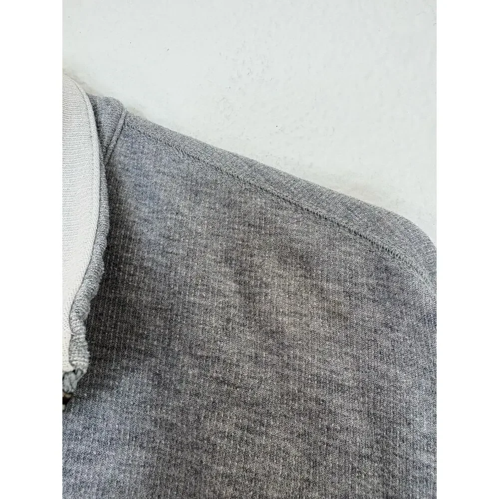 Vince Men's French Rib-Knit Quarter-Zip Heather Grey Sail Sweater Size Large